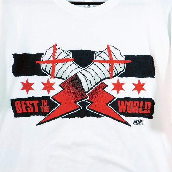 CM Punk Best In The World AEW T Shirt Size XL Crossed Arms Graphic White - Picture 3 of 4